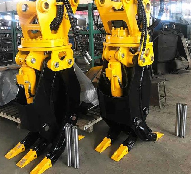 How to install the excavator rotary grapple?